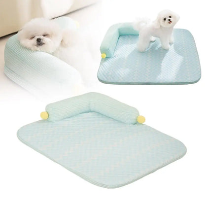 Spring and Summer Upgraded Pillow Sofa Pet Nest, Ice Silk Cat and Dog Cooling Pad, Washable Bottom Waterproof and Anti slip