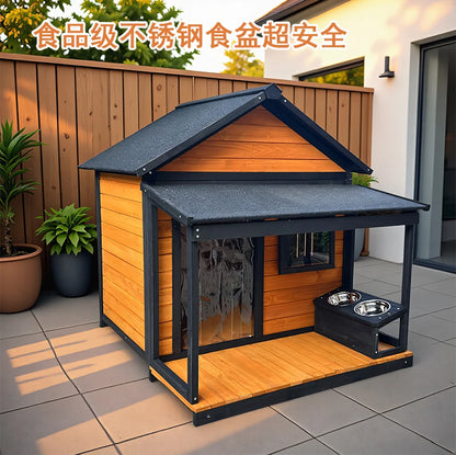 Outdoor dog cage doghouse Solid wood sun protection Rain protection dog kennel doghouse Large medium-sized dog Golden