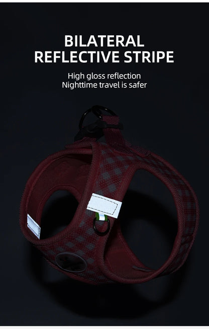 the PLAIDBUDDY HARNESS - Puppy/Kitten Chest Strap, Fresh Plaid Kitten/Puppy Leash, Anti-Break Adjustable Reflective Pet Chest Strap, Small Dog/Kitten Chest