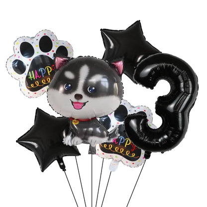 6pcs Corgi Husky Helium Balloons Pet Dog Paw Bone Cartoon Animal Ballon Birthday Party Decoration Baby Shower Globos Kids Toys