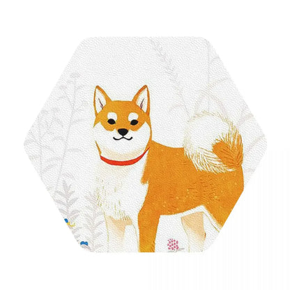 Animal Shiba Inu Dogs Coasters Kitchen Placemats Waterproof Insulation Cup Coffee Mats For Decor Home Tableware Pads Set of 4