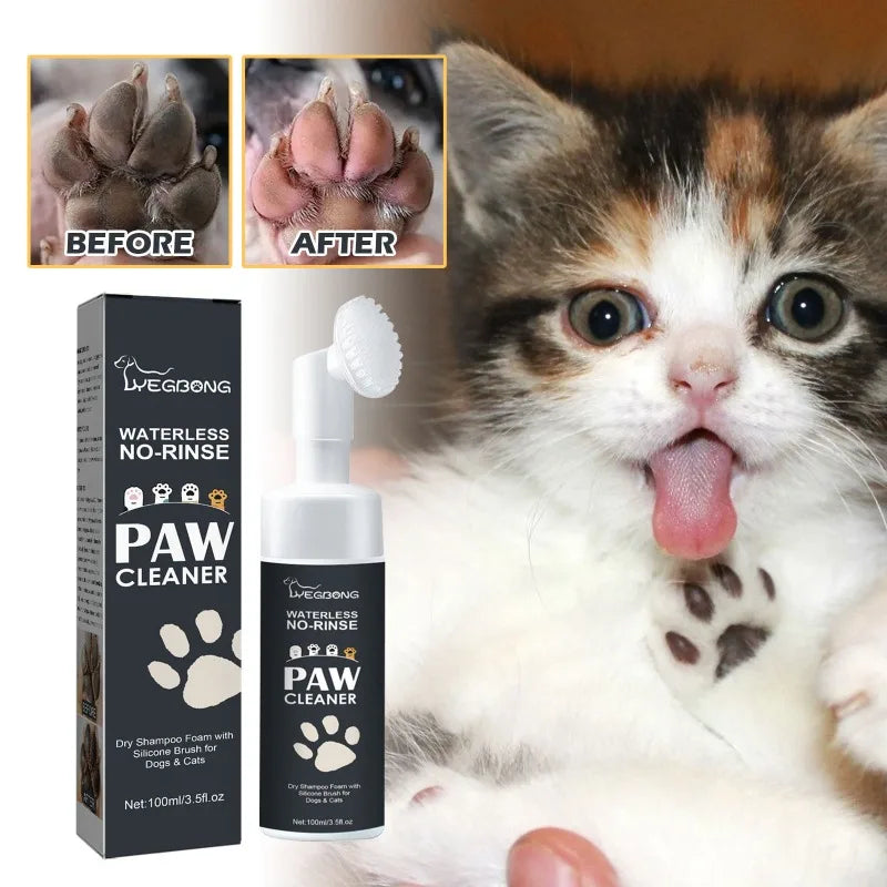 the PAW CLEANER - Dog/Cat Feet Cleaner, Pet Foot Cleaner, Foam Rinse-Free Puppy Paw Cleaner, Foam for Cute Cats for Foot Cleaning, Silicone Brush