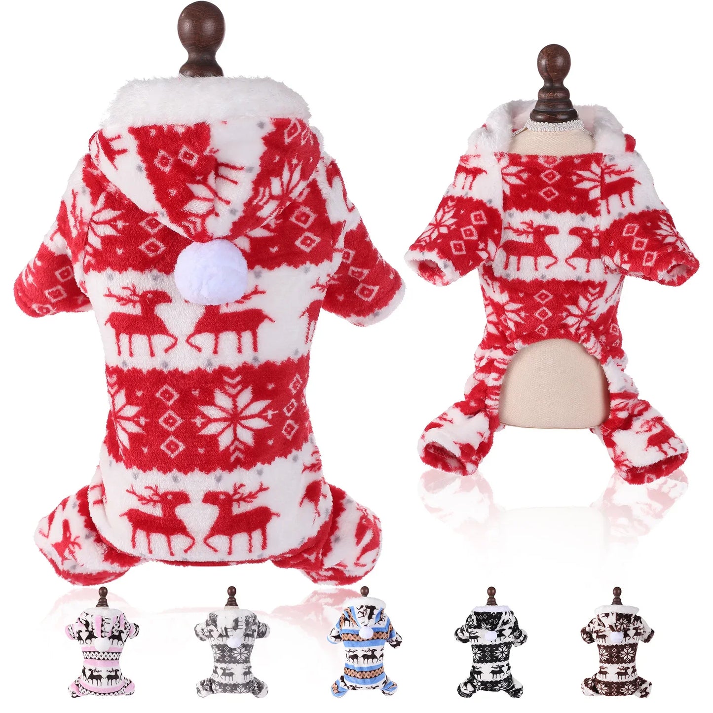 the FROSTY SNUGGLES HOLIDAY PET JUMPSUIT - Ropa Para Perros, Winter Christmas Dog Clothes, Jumpsuit Warm Plush Pet Pajamas for Medium/Small Dogs, Down Cats/Parka Puppy