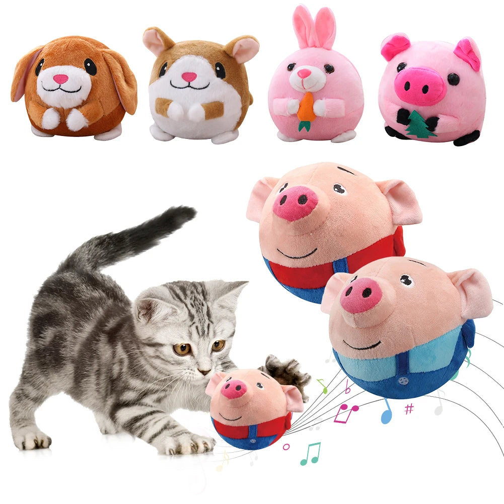Plush Automatic Bouncing Toys Bite Resistant Music Vibration Bouncing Ball Self-Moving Chewable for Dog Indoor Playing