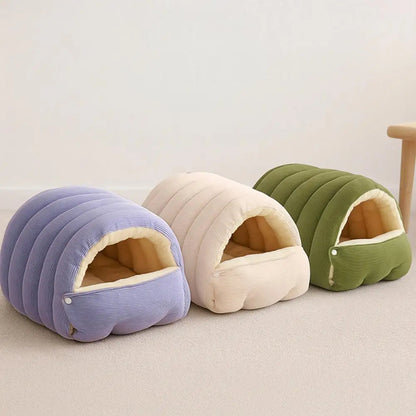 Pet House with Non-slip Base Washable Pet Bed for Dogs Cats Soft Fleece Cat Bed with Removable Washable Cover Cozy Cave