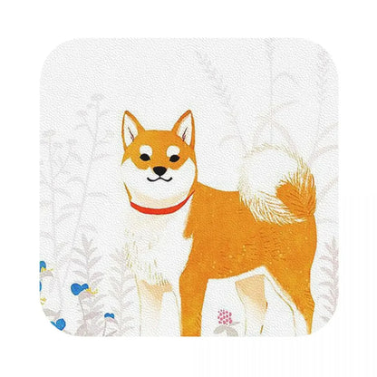 Animal Shiba Inu Dogs Coasters Kitchen Placemats Waterproof Insulation Cup Coffee Mats For Decor Home Tableware Pads Set of 4