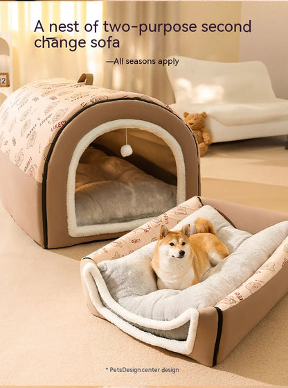 Big Dog Nest Winter Warm Dog House Removable and Washable Dog Bed Seasonal Large Dog House Type Pet Sleeping Supplies, Cat Nest