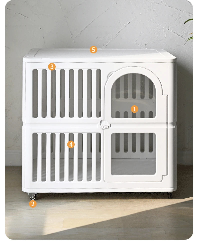 Indoor Dog House Large Space Pet Cage Noiseless Universal Wheel Transparent Dogs Villa Kennel Pet Accessories Products