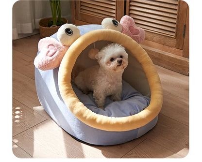 Foldable Pet House Suitable for Small Dogs and Small To Medium-sized Cats Semi Enclosed Warm Cat Bed Detachable and Washable