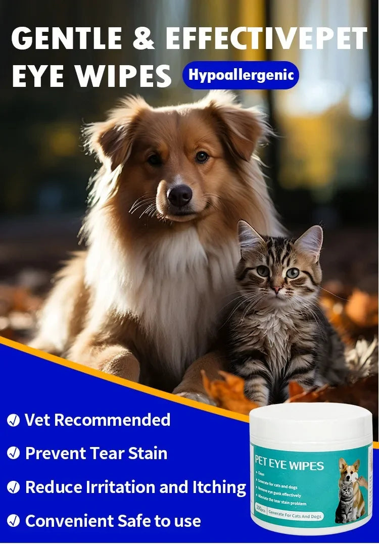 the TEAR WIPES - Pet Cleaning Products Eye Wipes to Remove Tear Marks, Cleaning Wet Tissues, Cat/Dog Wiping Eyes Removing Tear Marks and Cleaning Pet