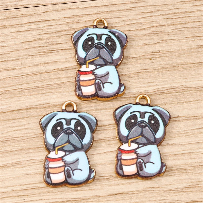 10pcs 15x22mm Cartoon Animal Charms Enamel Dog Charms for Jewelry Making Earrings Pendants Necklaces Bracelets DIY Crafts Supply