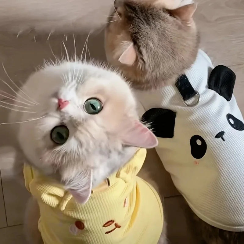 Cute Pet Vest Breathable Waffle Knit Soft and Comfortable with Traction Buckle Suitable for Spring/summer Dog and Cat Vest