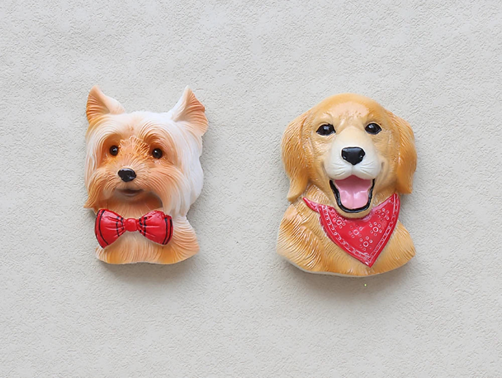 3D pet dog resin magnetic refrigerator sticker simulation corgi,Yorkshire,Golden Retriever,Magnetic sticker home decoration