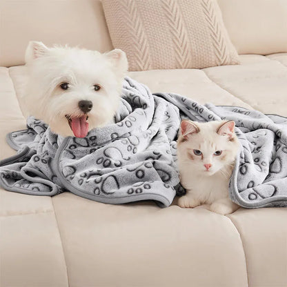 2PCS Soft Fluffy High Quality Pet Blanket Cute Cartoon Pattern Paw Print Dog  Pet Mat Warm and Comfortable Blanket for Cat Dogs