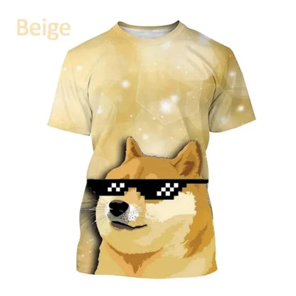 the GALAXY SPACE DOGS - Astronaut Dog Dogecoin Graphic T-Shirt for Men, Clothing Fashion Meme Cheems Fan T-Shirt, Casual 3D Shiba Inu Printing Tee Tops