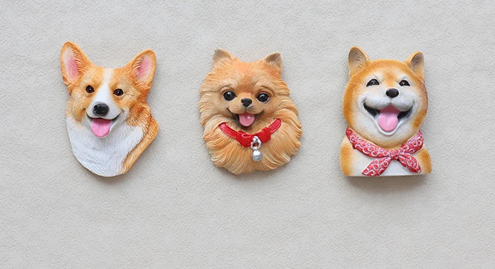 3D pet dog resin magnetic refrigerator sticker simulation corgi,Yorkshire,Golden Retriever,Magnetic sticker home decoration