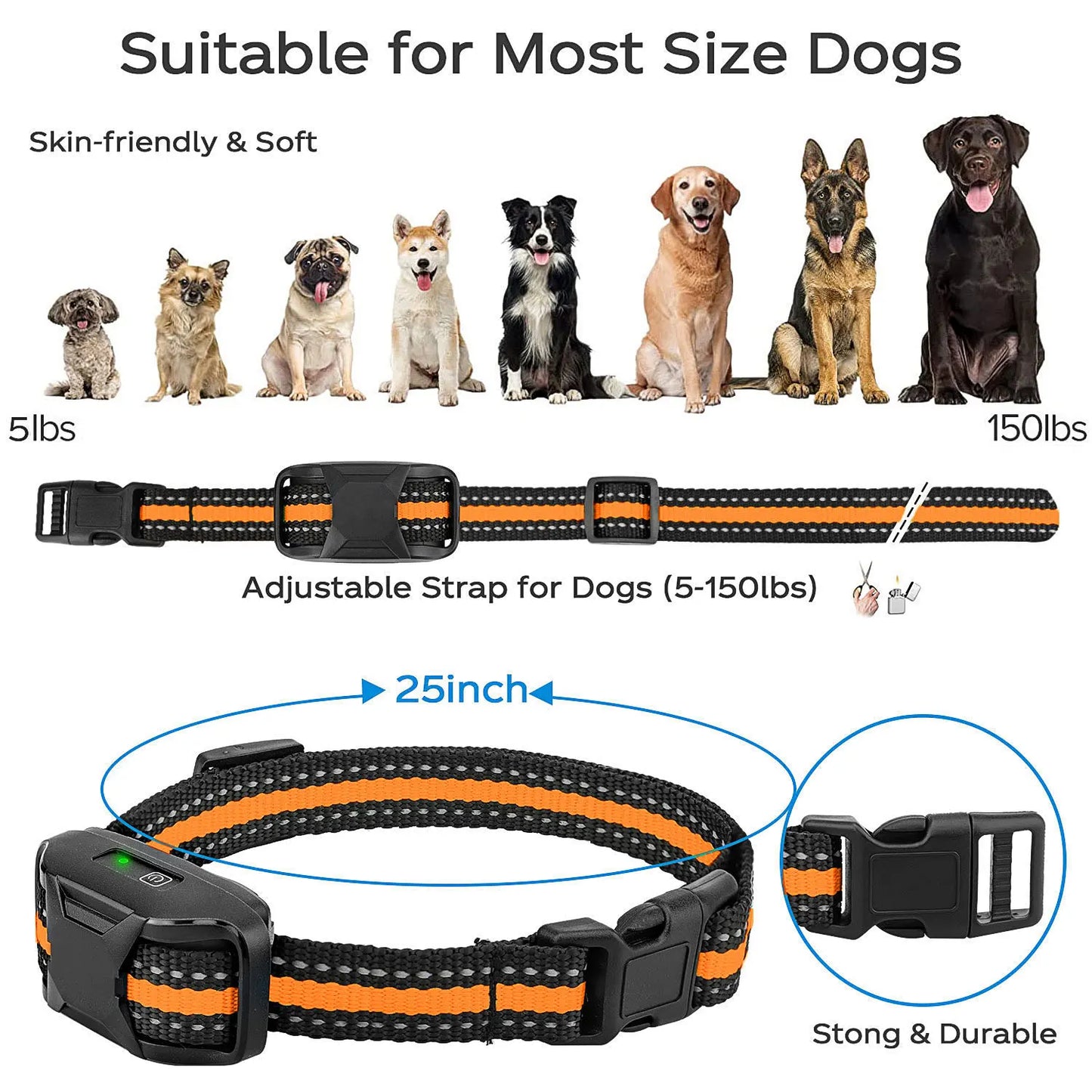 the ELECTRIC COLLAR - 3300Ft Electric Dog Training Collar Remote Control Waterproof Pet BehaviorFor 5-120lbs Puppy With Shock Vibration
