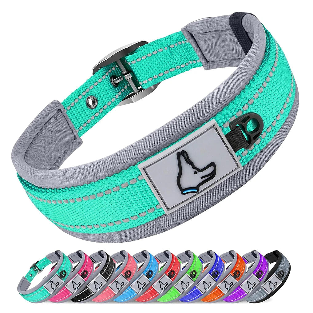 the ARMORPAWS REFLECTIVE COMFORT COLLAR - Padded Dog Collars for Small/Medium/Large Dogs, Reflective Wide Pet Collars, Adjustable Heavy Duty Nylon Neoprene Dog Collar