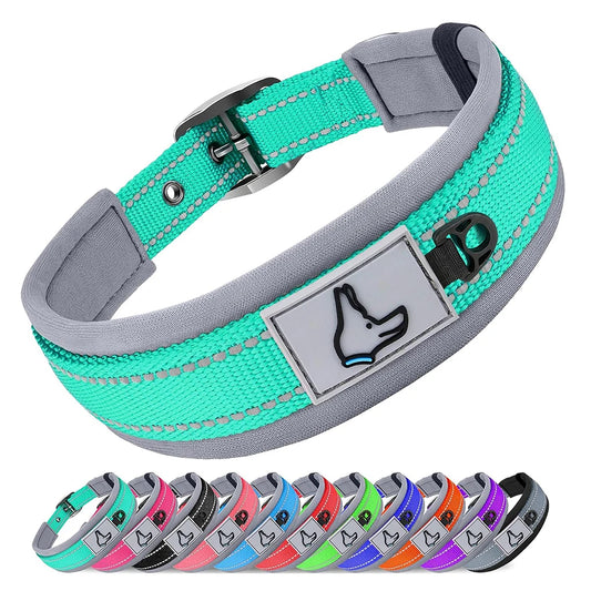 the ARMORPAWS REFLECTIVE COMFORT COLLAR - Padded Dog Collars for Small/Medium/Large Dogs, Reflective Wide Pet Collars, Adjustable Heavy Duty Nylon Neoprene Dog Collar