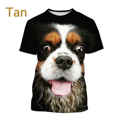 the COOL CAVALIER - Beautiful Cavalier Dog 3D Printed T-Shirt, King Charles Spaniel Fashion, Men/Women's Personality Hip Hop Casual T-Shirt Tees Tops