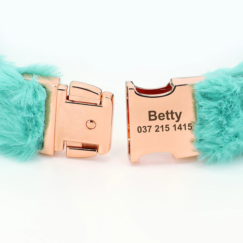 the COZY CREST PERSONALIZED COLLAR - Custom Dog Collar, Soft Velvet Dog Collars, Winter Personalized Pet ID Tag Plush Necklace for Small to Large Dogs, Pug, Free Engraving