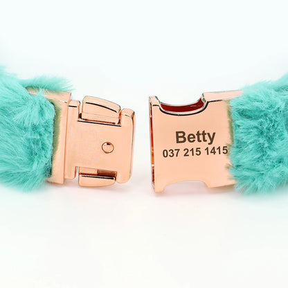 the COZY CREST PERSONALIZED COLLAR - Custom Dog Collar, Soft Velvet Dog Collars, Winter Personalized Pet ID Tag Plush Necklace for Small to Large Dogs, Pug, Free Engraving