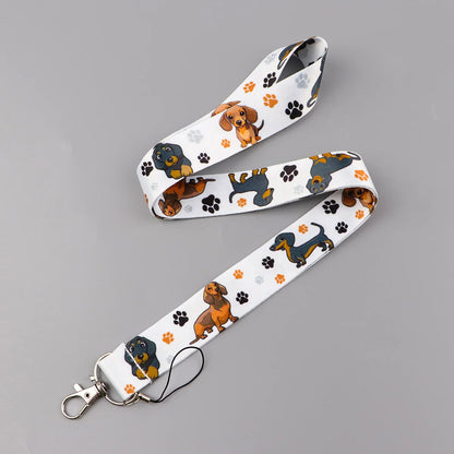 Cute Cartoon Pet Dogs Lanyard Neck Strap Keychain Card Cover Badge Holder Mobile Phone Hang Rope Keyring Anime Accessories Gifts