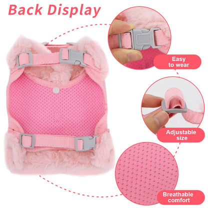 the SPARKLEPAW DIAMOND HARNESS - Warm Winter Dog Harness and Leash Set, Cute Bowknot Pet Fur Vest, Pets/Puppy Clothes Vest, Small Dog Clothing, French Bulldog