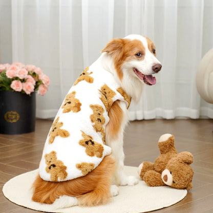 Winter Big Dog Pajamas Cute Bear Pattern Dog Sweater for Large Dogs 3XL-9XL Plush Jacket for Labrador Fleece Warm Pet Pullover