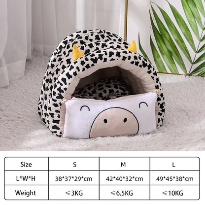2 In1 Dinosaur Pet Dog House Foldable Cat for Small Dogs Bed Winter Warm Puppy Pads Sofa Removable Sleeping Kennel Nest Products