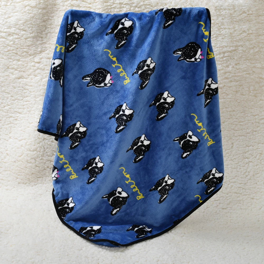 Dog Bed Mat for Small Medium Dogs Cats Autumn Winter Cozy Fleece Puppy Print Blanket Bulldog French Chihuahua Pet Accessories