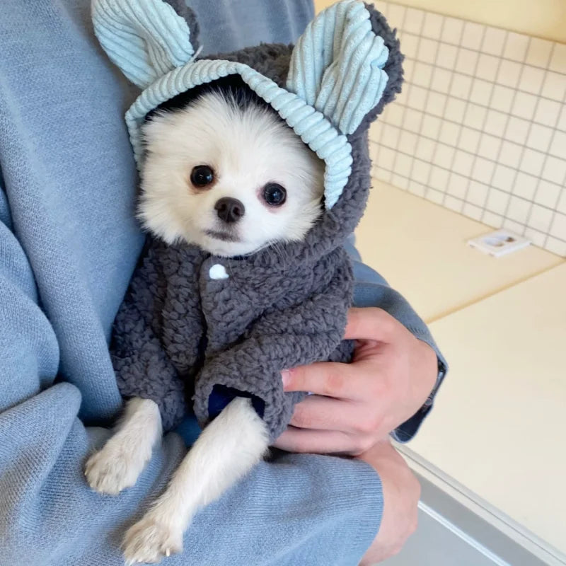 Winter Dog Coat Thick Warm Fleece Dog Jacket Pet Hooded Sweatshirt Chihuahua Bichon Dachshund Dog Clothes Kitten Puppy Overalls