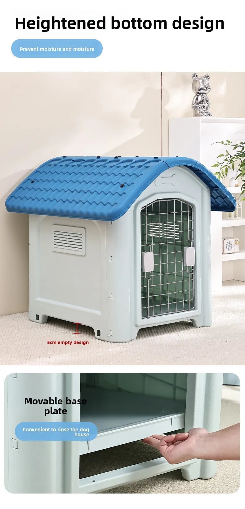 the IN THE DOGHOUSE - Large Waterproof Outdoor Doghouse - Detachable & Washable Dog Cage for Medium/Large Breeds, All-Weather Shelter