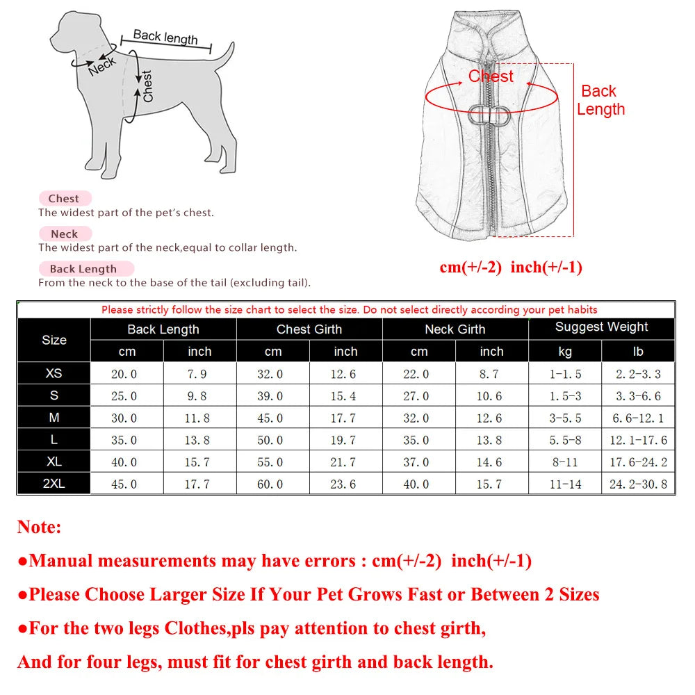 Winter Dog Jacket Warm Waterproof Clothes For Small Medium Dogs Cat Vest Coat With D-ring Reflective Chihuahua Yorkie Outfits