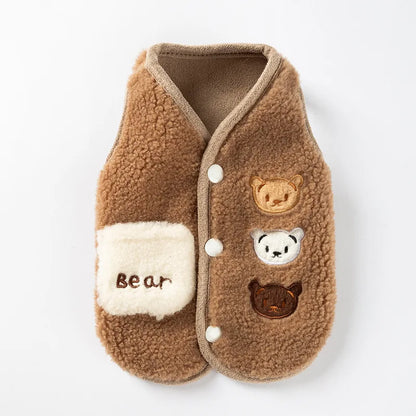 Fleece Dog Coat Puppy Winter Clothes Thin Cardigan Vest Chihuahua Bichon Costume Plush Warm Dog Coat Jacket Luxury Dog Clothing
