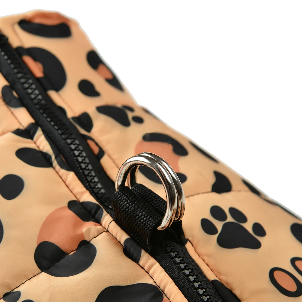 Dog Jacket Warm Winter Pet Clothes For Small Medium Dogs Cats Leopard Print Chihuahua Yorkie Vest Coat With D-ring Puppy Costume