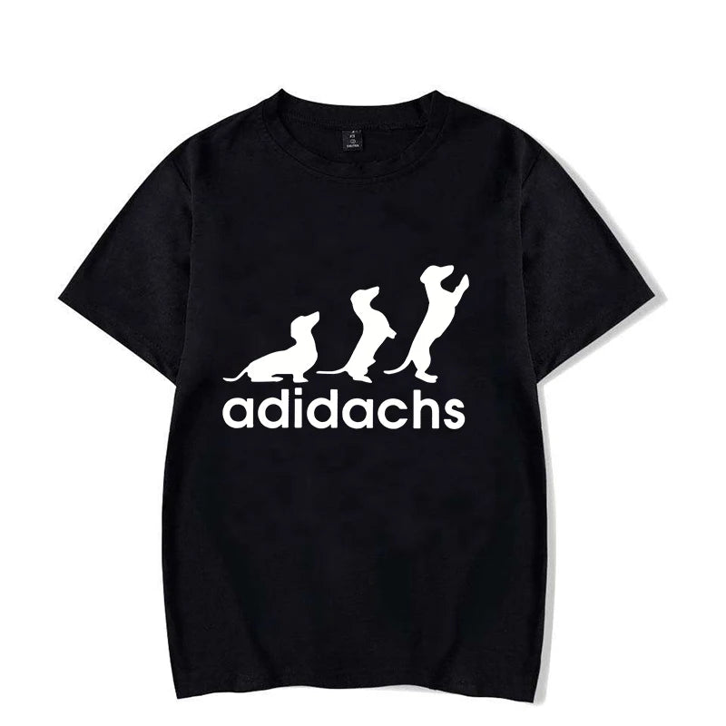 the ADIDACHS - New Men's T-Shirt, Dachshund Dog Lover T-Shirt, Graphic Tee Shirts, Oversized Men/Women T-Shirt, Harajuku Fashion Men's Shirts