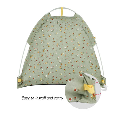 the PRINCESS PUPPY TENT - Pet Dog Tent House, Floral Print Enclosed Cat/Dog Tent Bed, Indoor Folding Portable Comfortable Kitten/Puppy Bed, Kennel for Small Pets