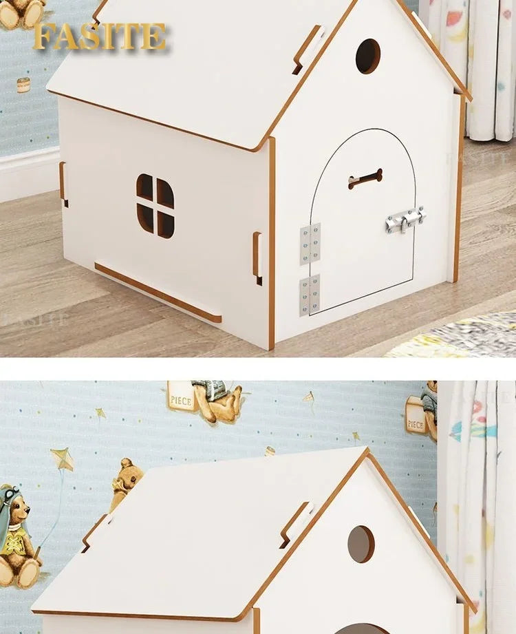 the RED BARN DOGHOUSE - Top Cover Doghouse, Outside Easy Installed Winter Gate Door Window External Entrance Nest, Home Pets Products