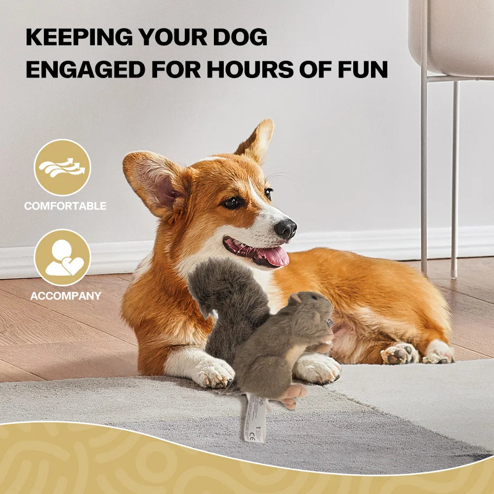 All For Paws Dog Faux Fur Squirrel Toys For Dogs Animal Realistic Squeaker Wildlife Fleece No-Toxic Dolls Pet Accessories