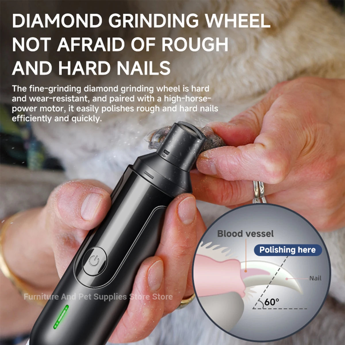 Electric Dog Nail Grinder Pet Nail Clipper USB Rechargeable Pet Nail Trimmers Painless with Polisher Wheel for Small/Large Pets