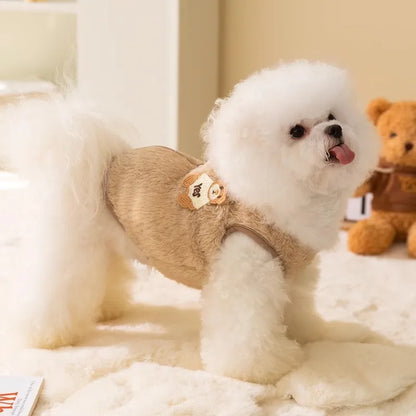 Fleece Dog Coat Puppy Winter Clothes Thin Cardigan Vest Chihuahua Bichon Costume Plush Warm Dog Coat Jacket Luxury Dog Clothing