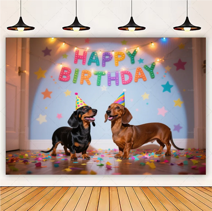 Cute Dachshund Theme Birthday Party Decorations Lovely Puppy Backdrop Cake Insert Banner Balloon Baby Shower Supplies Child Gift