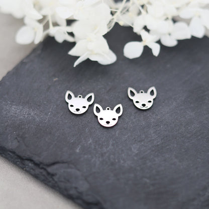 3pcs Tiny Chihuahua Dog Charms Cute Fun Quirky Stainless Steel Pendant Diy Craft Earrings Bracelets Jewelry Making Accessories