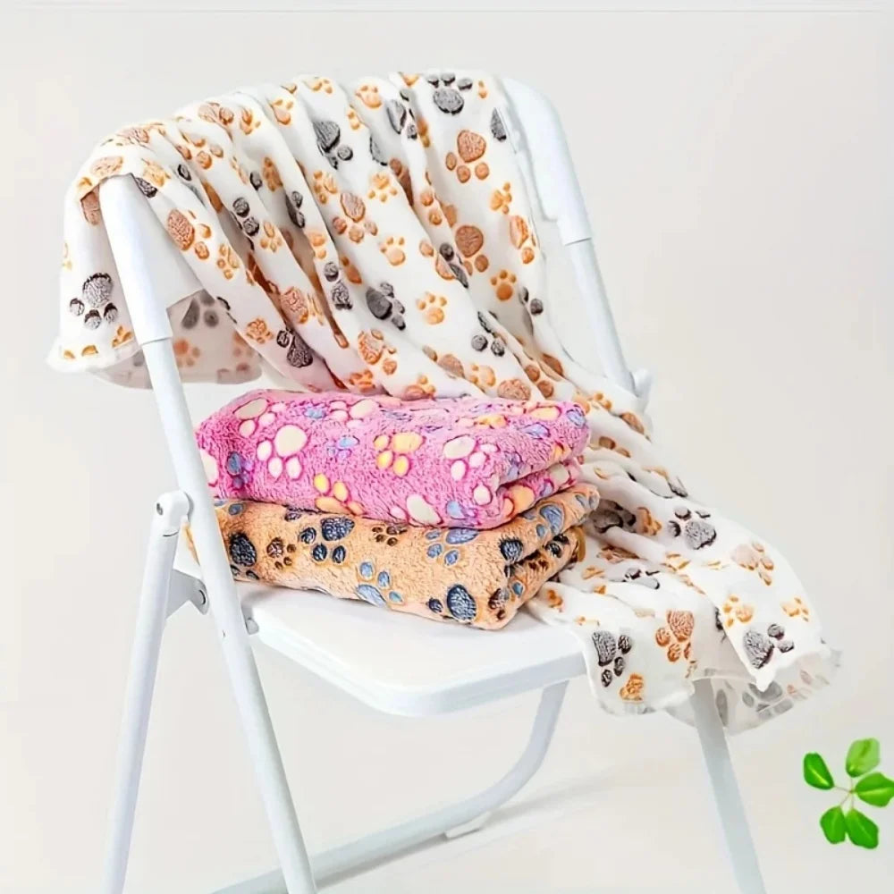 3PCS Soft Flannel Fleece Cat Dog Blanket Bed Mats Paw Foot Print Warm Pet Blanket Sleeping Beds Cover Mat For Pets Supplies
