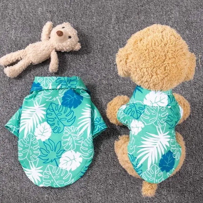 Hawaiian Style Dog Shirt Coconut Tree Patern Dog Vest Chihuahua Yorkie Breathable Polo Shirt Puppy T-Shirt Summer Pet Clothes