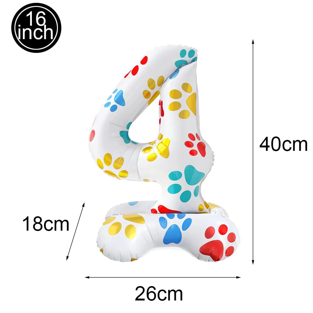 Dog Theme Party Decor Dog Paws Animals Pet Foil Balloons Number Standing Ballons  Baby Shower Kids Happy Birthday Banner Decor