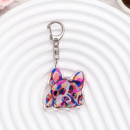 French Bulldog Acrylic Keychain - Cute Puppy Charm, Pet Lover Gift, Kawaii Dog Keyring for Backpack Car/Bag/Pendant Accessories