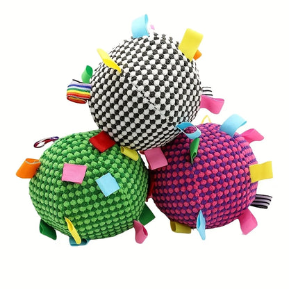 Heavy-Duty Chew-Proof Dog Training Ball with Bell - Interactive Fetch Toy, Polyester Puppy Ball for Less Aggressive Chewers