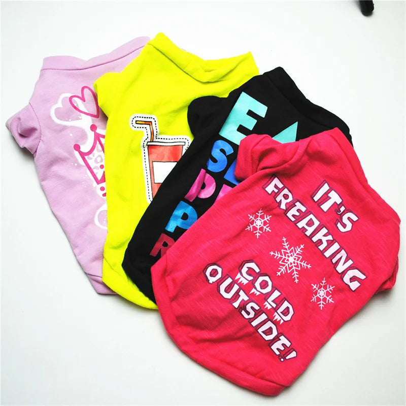 the TINYTAIL COTTON SHIRT - Cheap Cotton Puppy Dog T-Shirt for Small Dogs, Hot Sale Print Pet Clothes, Yorkshire, Pomeranian, Pug, Cat Shirts